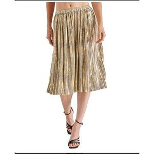 Steve Madden sz L Darcy Skirt shiny gold metallic midi to maxi 1029